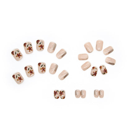 Enamel Floral Autumn Winter Nails