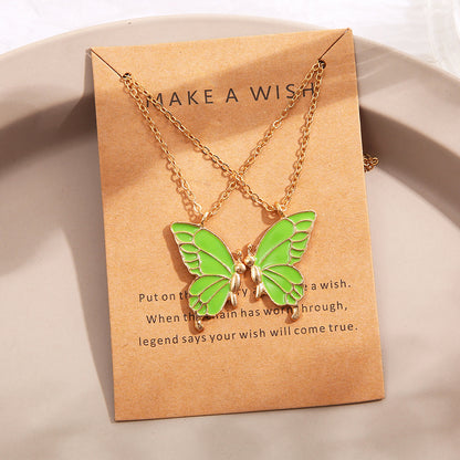 Colorful butterfly necklace clavicle chain