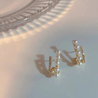 Pendientes de perlas francesas con aguja de plata S925 