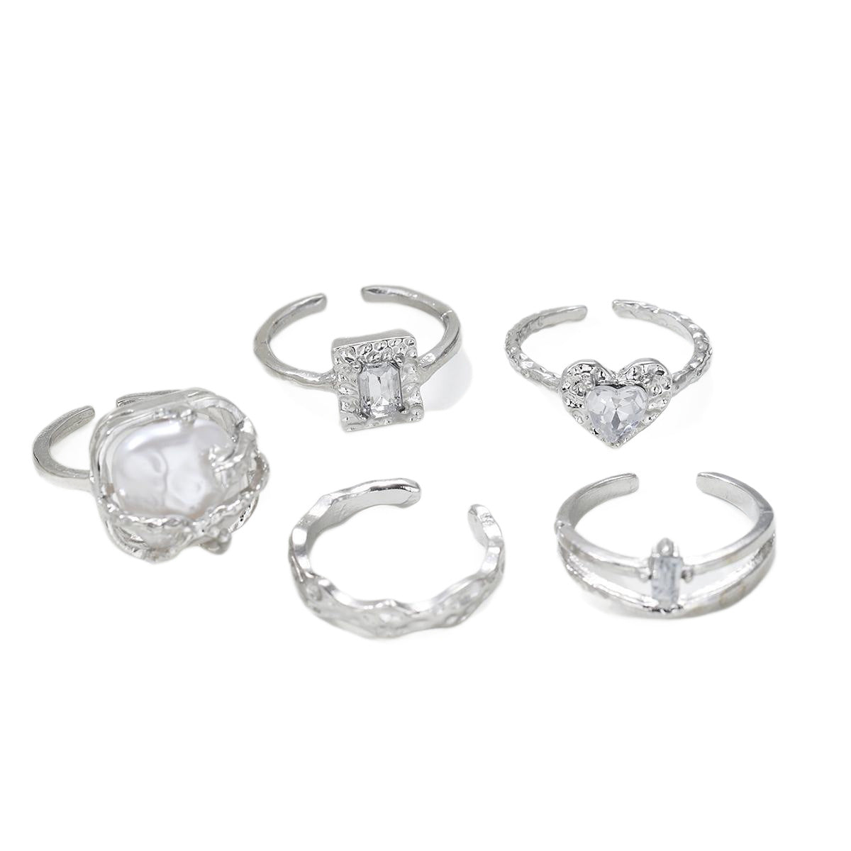Geometric Metal Ring Set (5-Piece)