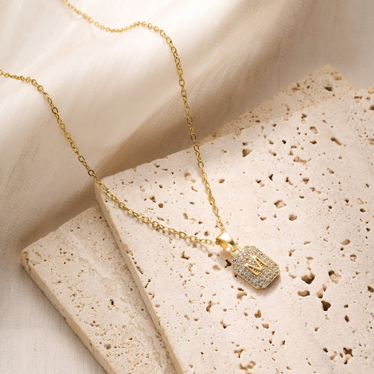 M Letter Diamond Pendant Necklace