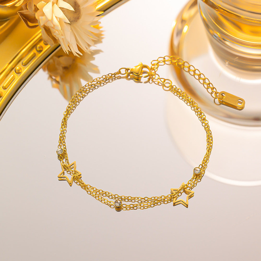 Double Titanium Steel Bracelet Ladies