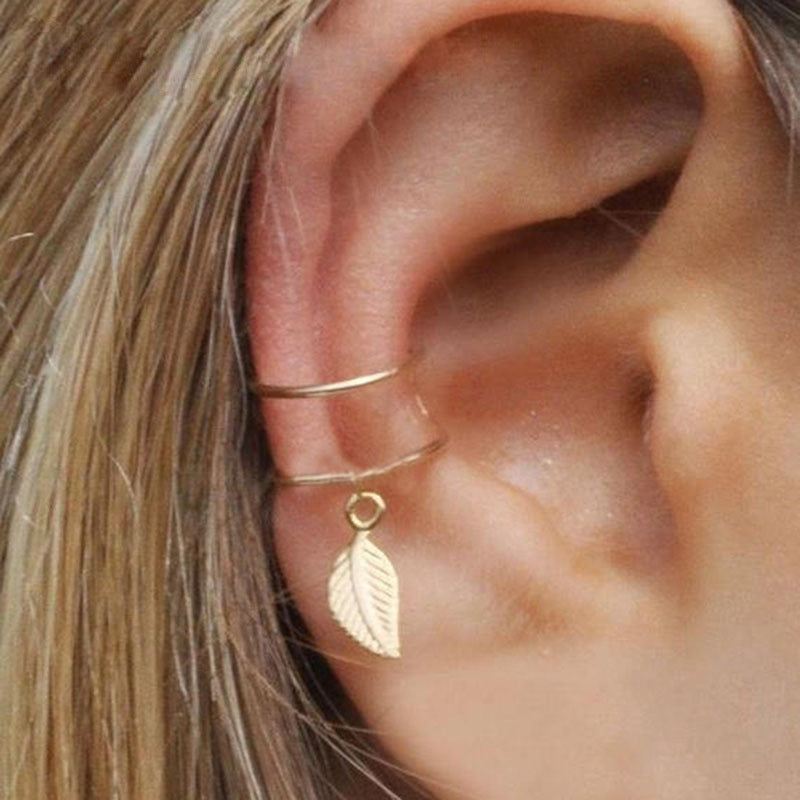 Gold Leaf No-Piercing Ear Clip Set