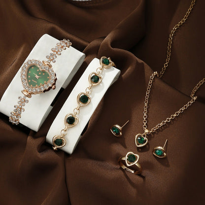 Bracelet Watch Necklace Earrings Ring Set