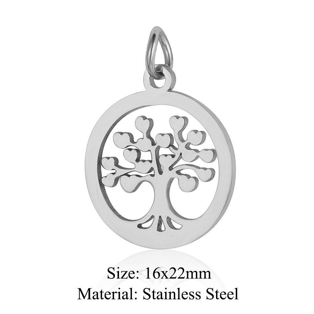 5 pcs/pack Four Leaf Clover Tree of Life Transfer Titanium Steel Pendant