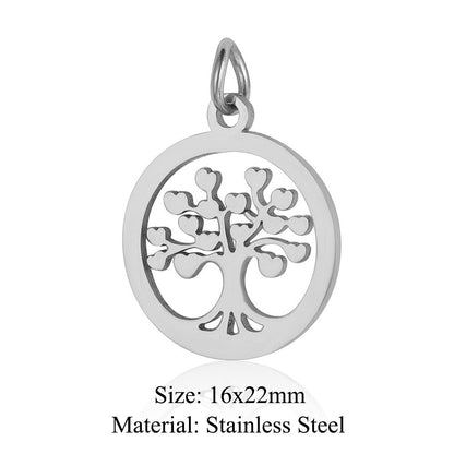 5 pcs/pack Four Leaf Clover Tree of Life Transfer Titanium Steel Pendant
