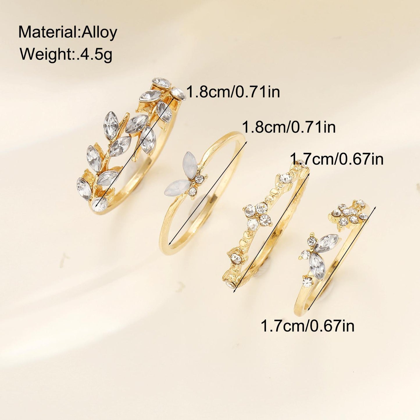 Butterfly & Leaf Stackable Ring Set