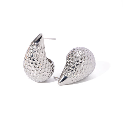 Teardrop-shaped titanium earrings