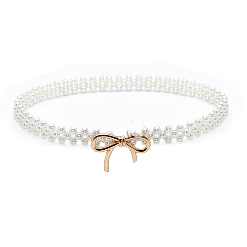 Elastic Waist Chain Women's Pearl Belt