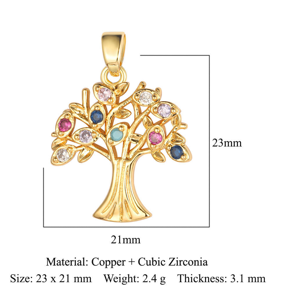 Color zirconium copper micro-inlaid zircon necklace pendant