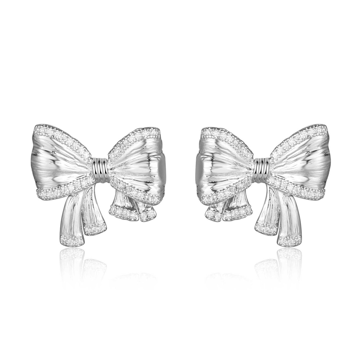 Copper inlaid 5A zircon French butterfly stud earrings