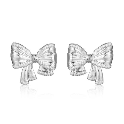 Copper inlaid 5A zircon French butterfly stud earrings
