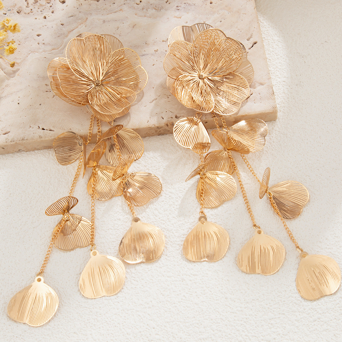 Fringed petal earrings