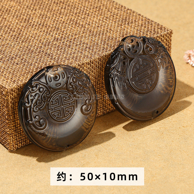 Obsidian carving ice obsidian nine-tailed fox loose beads