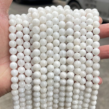 Grade A natural white moonstone round beads