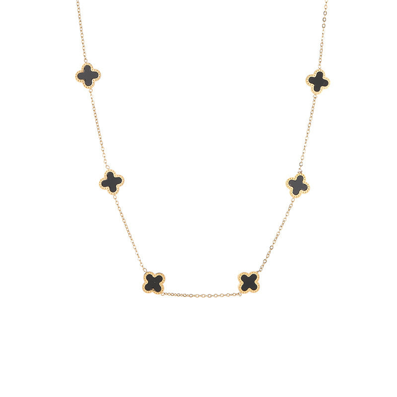 Four-leaf clover creative titanium steel necklace