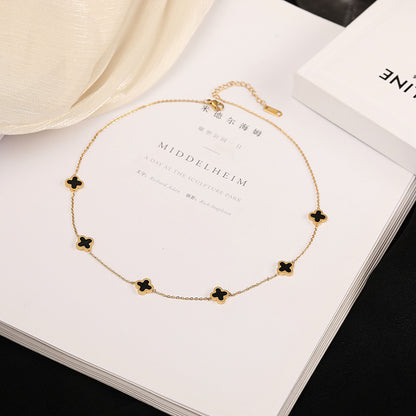 Four-leaf clover creative titanium steel necklace