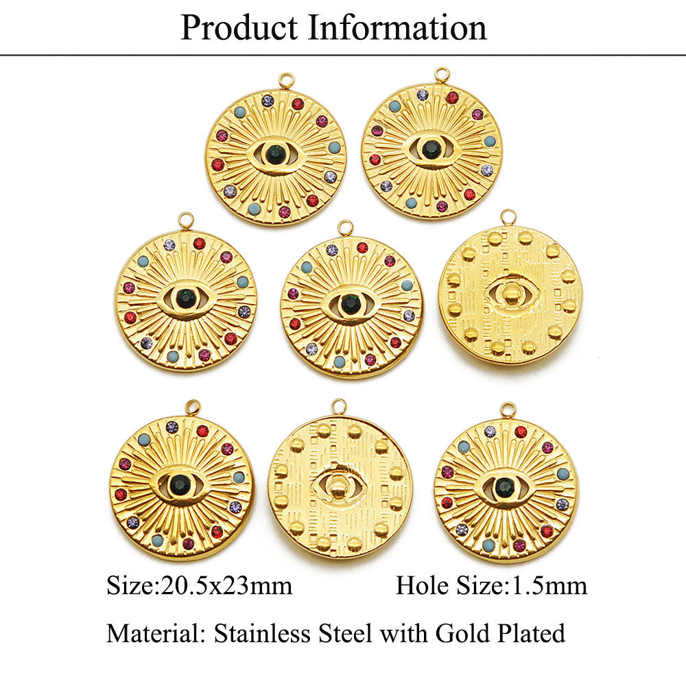 3 pcs/titanium steel eye pendant gold