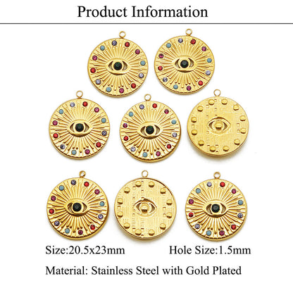 3 pcs/titanium steel eye pendant gold