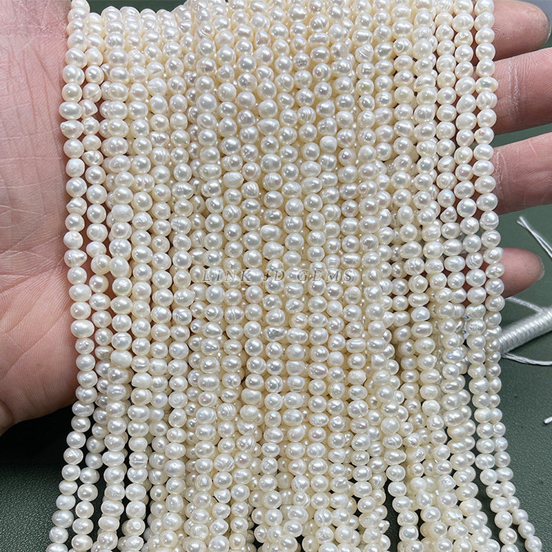4-4.5mm freshwater thread punching round small pearl loose beads