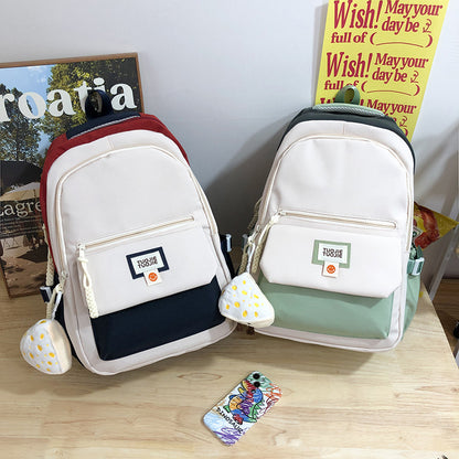 Contrast color large capacity schoolbag, student backpack