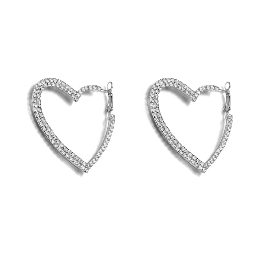 Exaggerated Diamond Heart Earrings