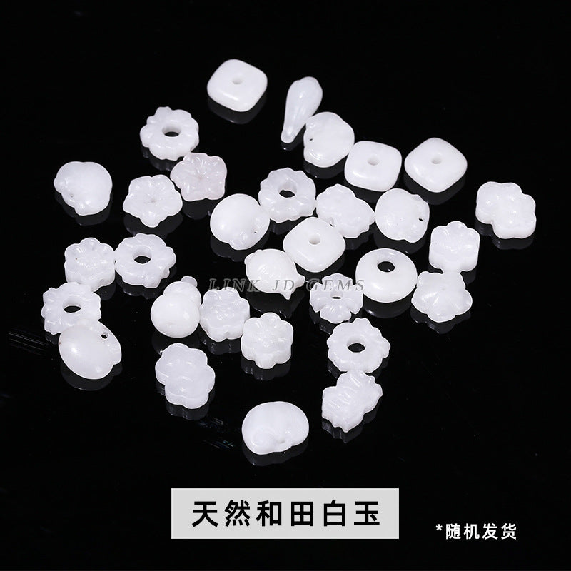 Crystal silver obsidian Hetian jade carving loose beads