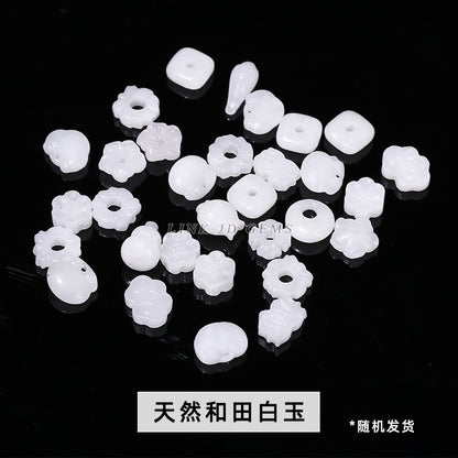 Crystal silver obsidian Hetian jade carving loose beads