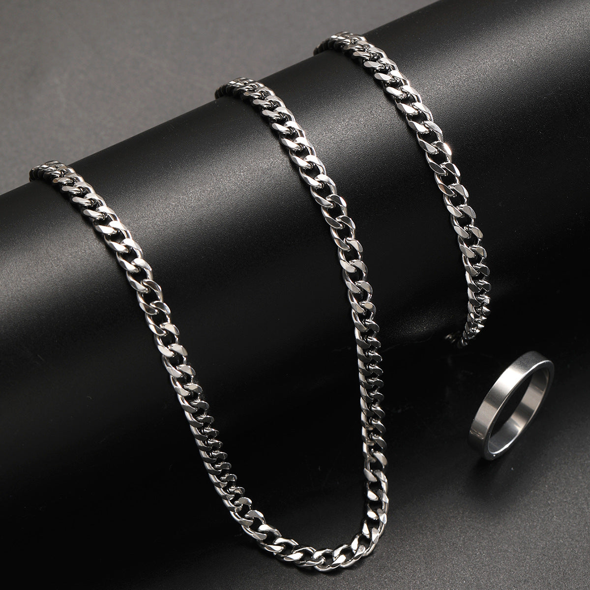 Stainless Steel Ring, Bracelet, & Necklace Set