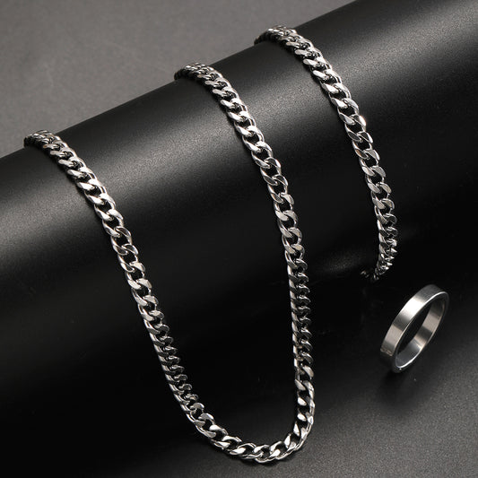 Stainless Steel Ring, Bracelet, & Necklace Set