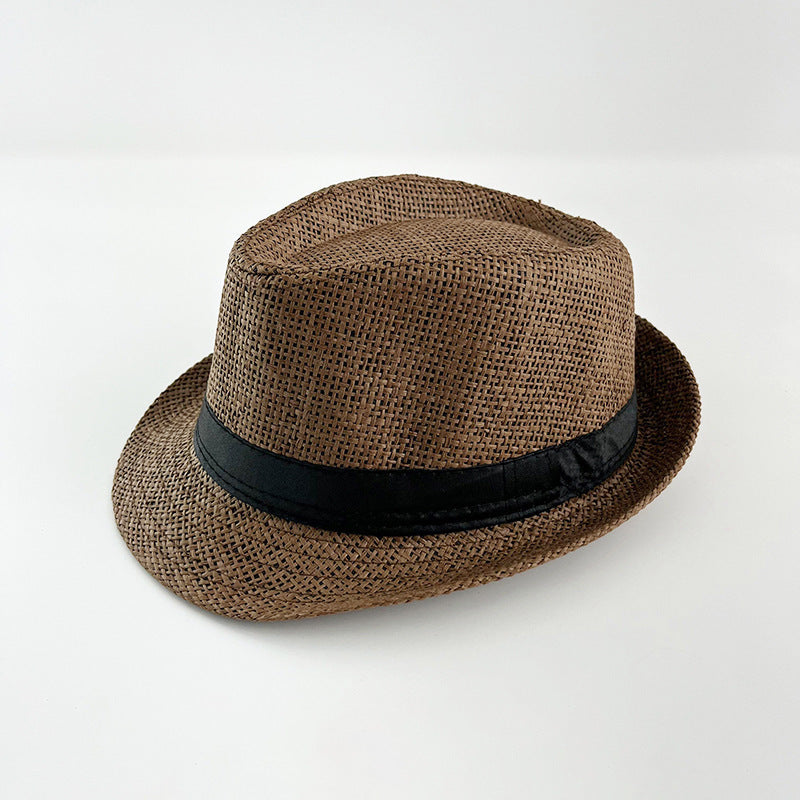 Sombrero de jazz de rafia, sombrero para el sol de playa de verano, estilo británico 