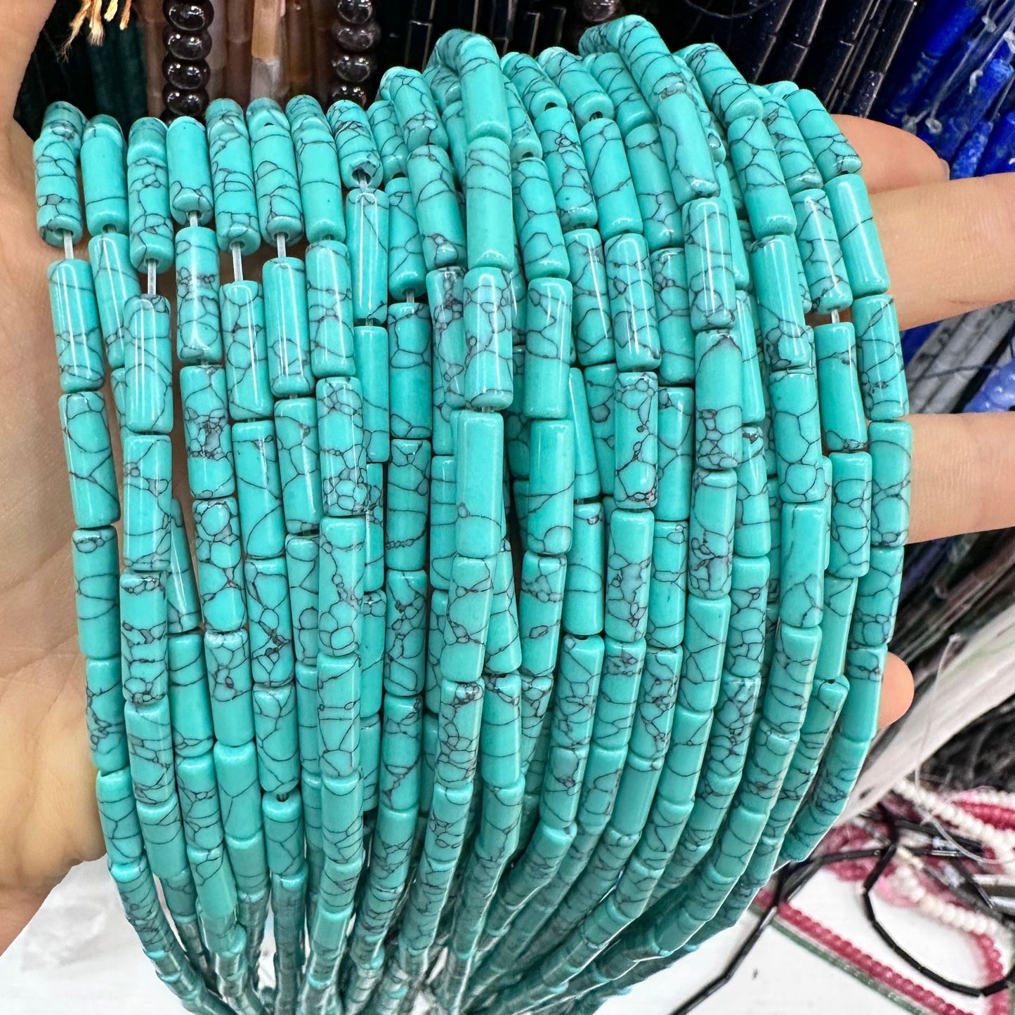 4*13MM natural stone crystal cylindrical spacer beads