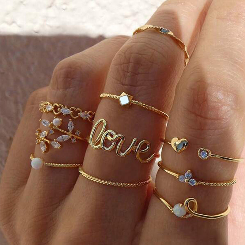 Moon Star Butterfly Ring Set (5-Piece)