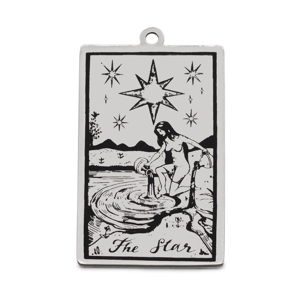 5 pcs/bag Tarot titanium steel pendant retro