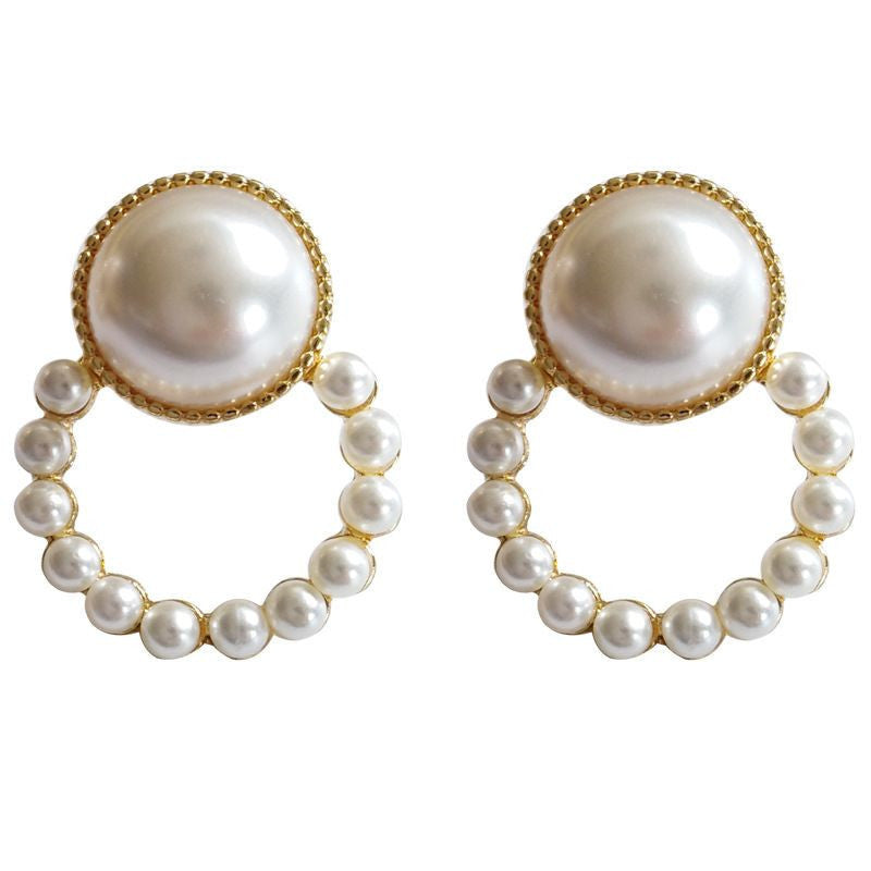 Pendientes de plata S925 con forma de aguja y perlas