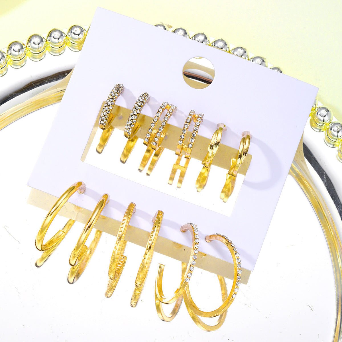 6-piece diamond earrings set