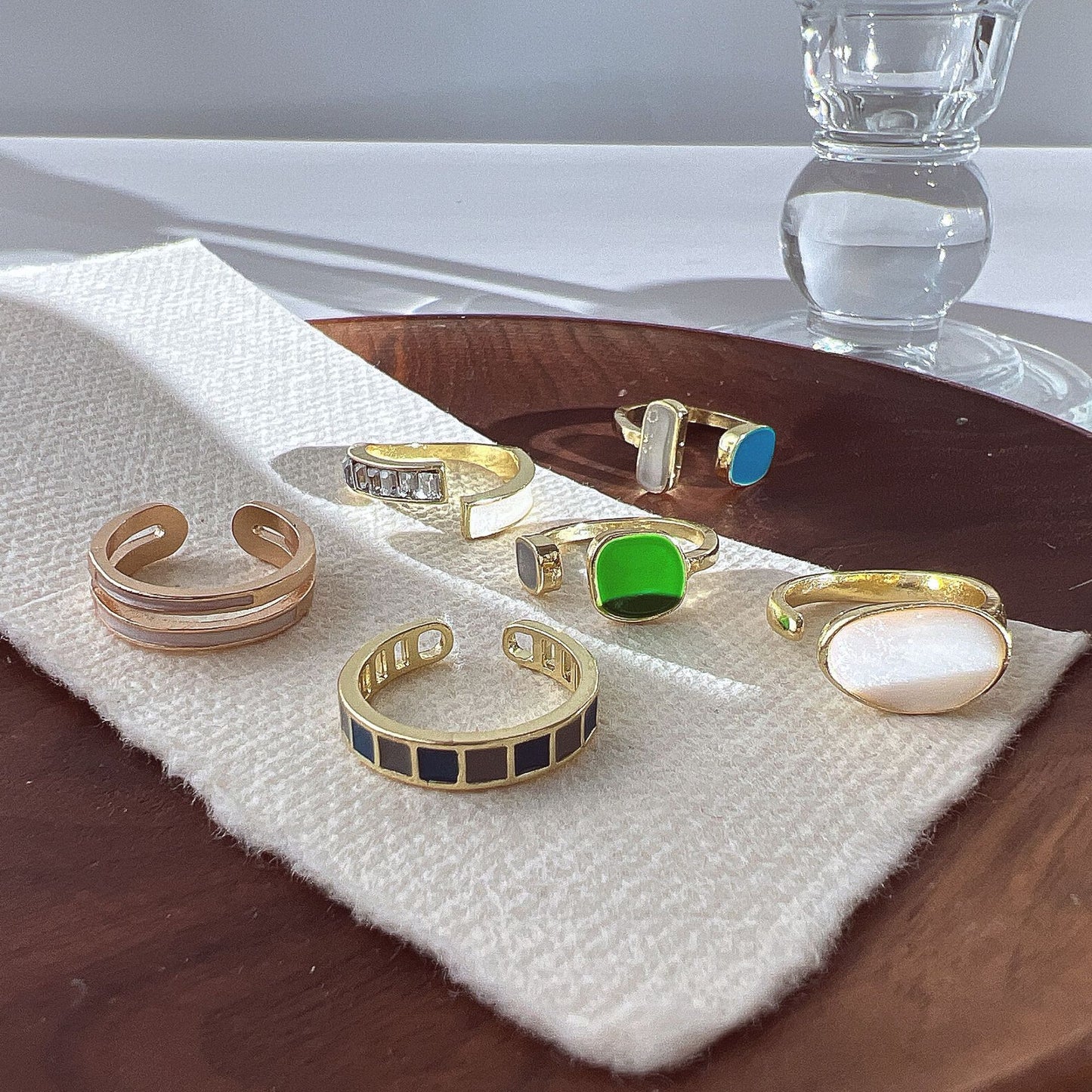 Adjustable Emerald Open Ring