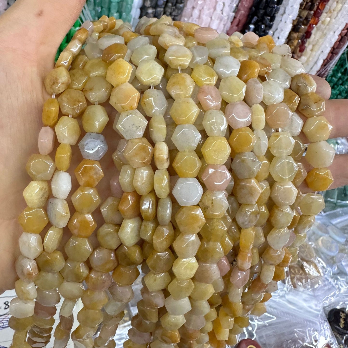 8*8MM 25pcs/string natural crystal hexagon