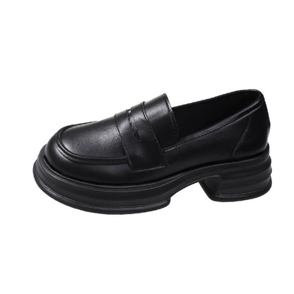 Black leather shoes woman
