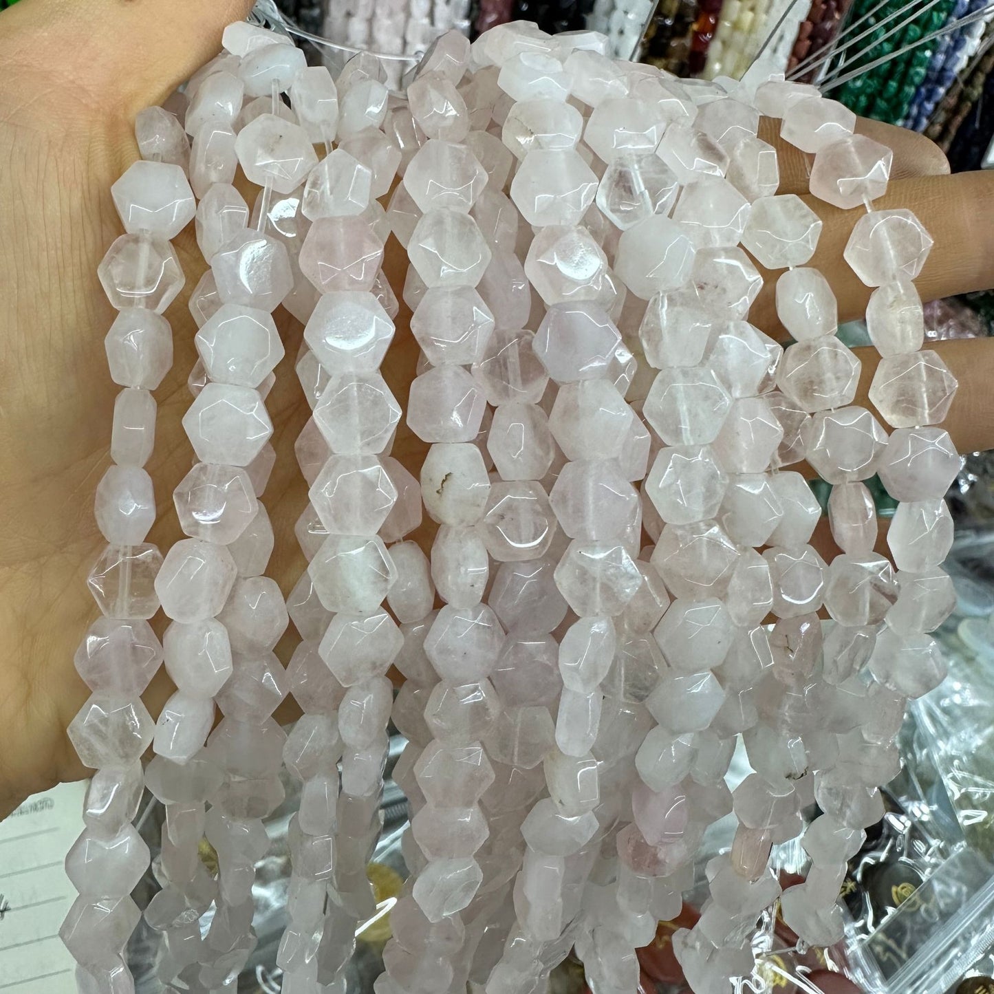 8*8MM 25pcs/string natural crystal hexagon