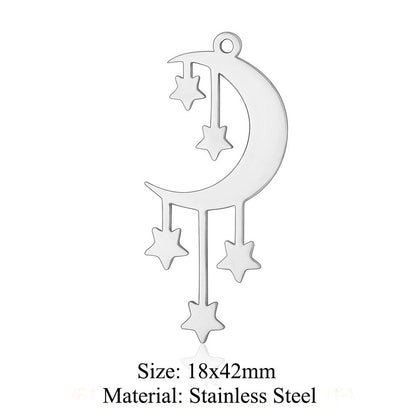5 pcs/pack star moon titanium steel pendant planet DIY