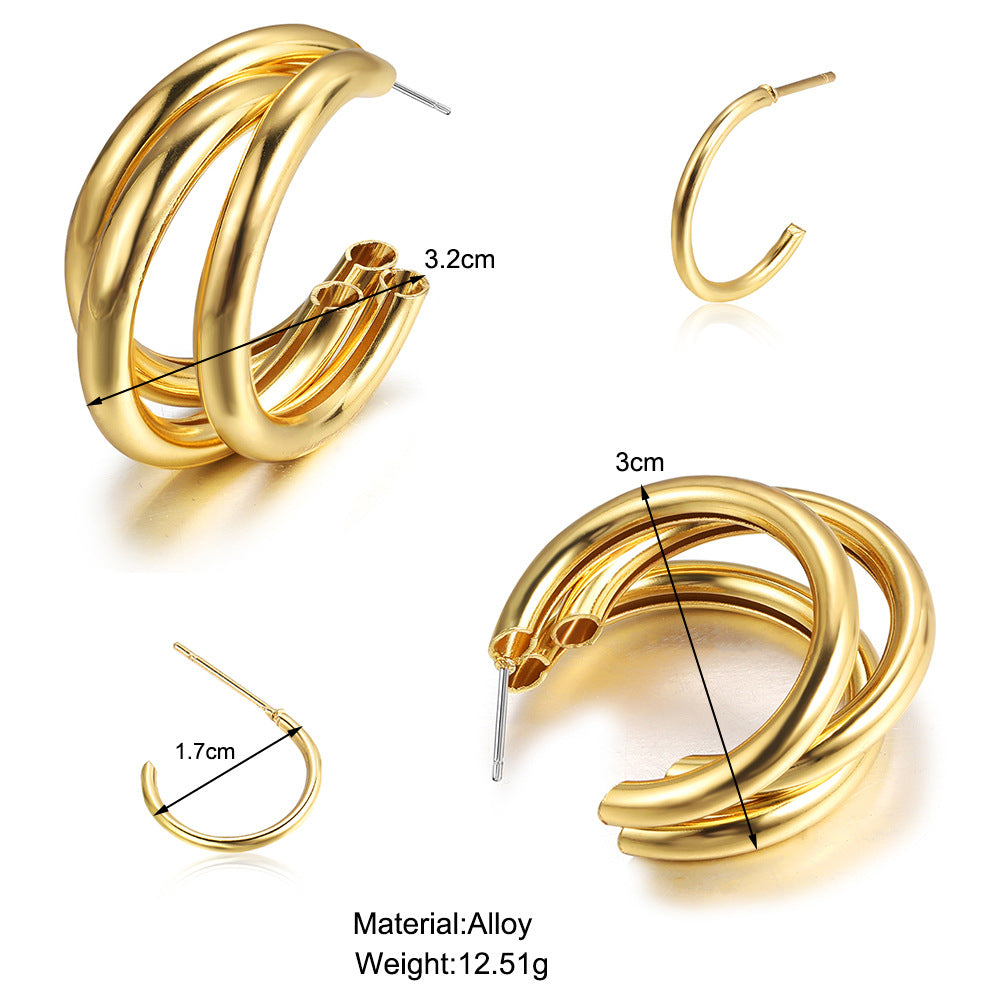 C-shaped earrings 2-piece set earrings wholesale