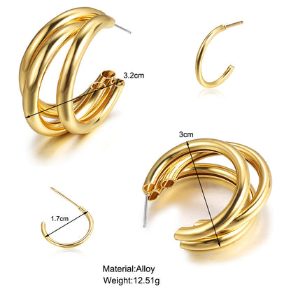 C-shaped earrings 2-piece set earrings wholesale
