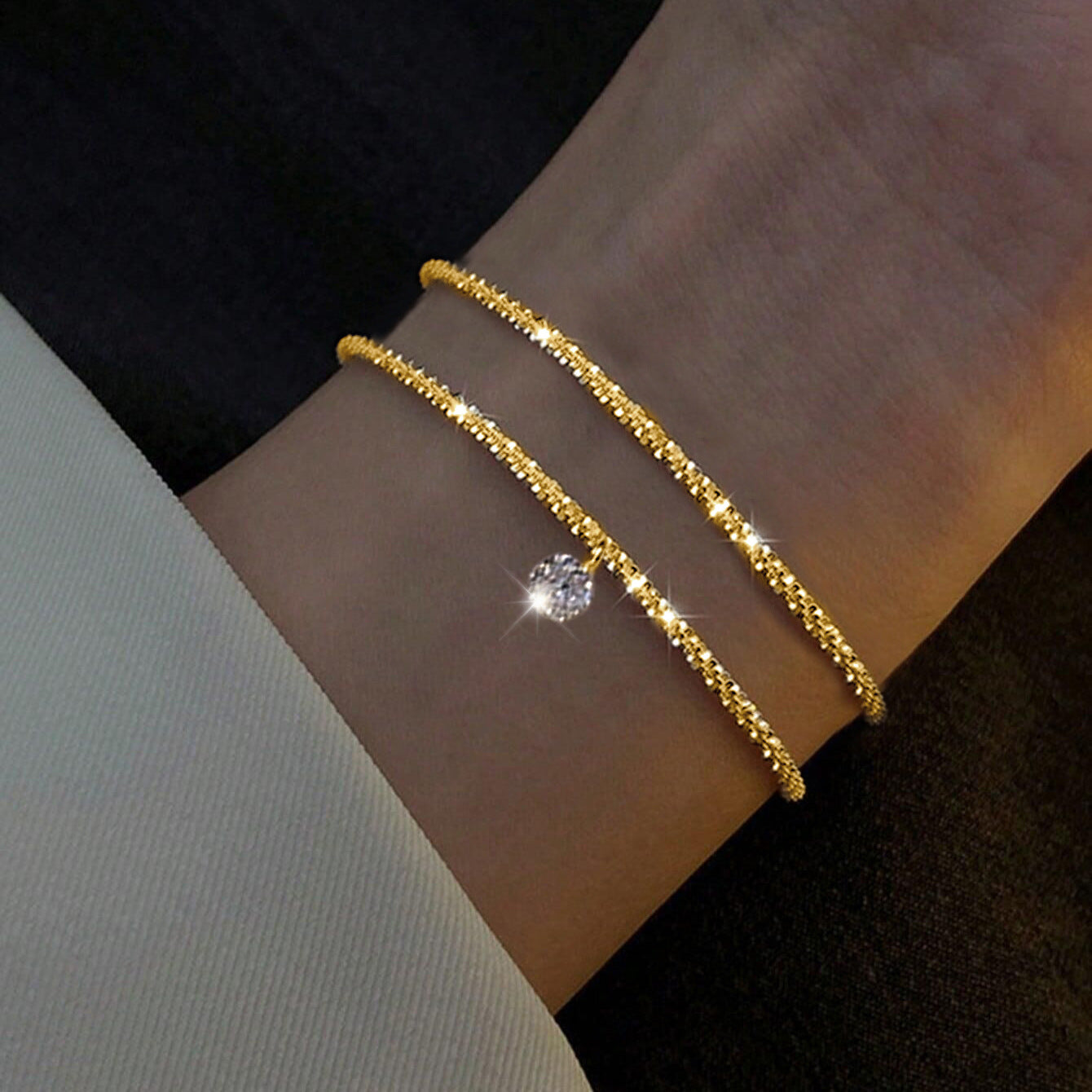 Sparkling Two-Piece Bracelet Set