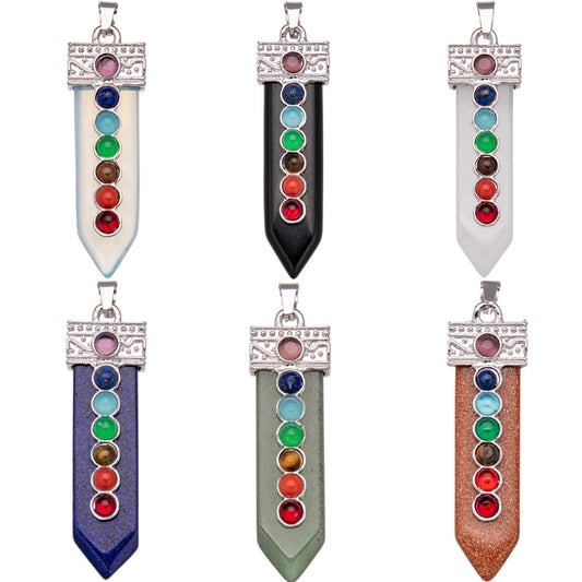 Pingente de cristal colorido em forma de espada com sete veias 
