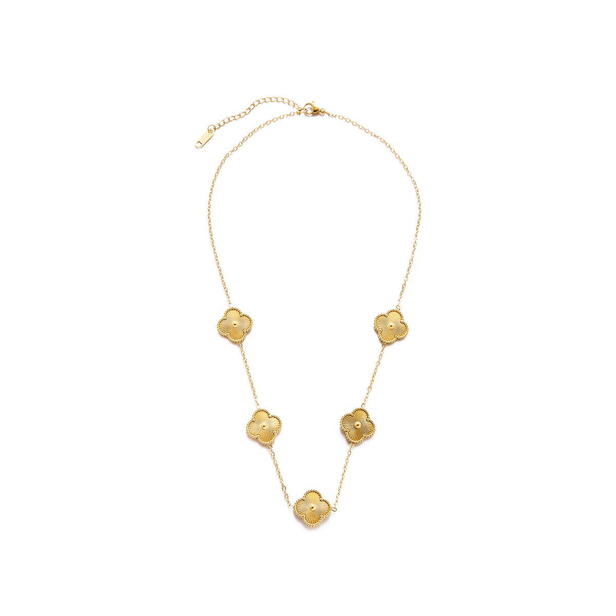 18K Gold Titanium Steel Four-Leaf Clover Jewelry Set — Necklace, Bracelet & Ring (Non-Fading)