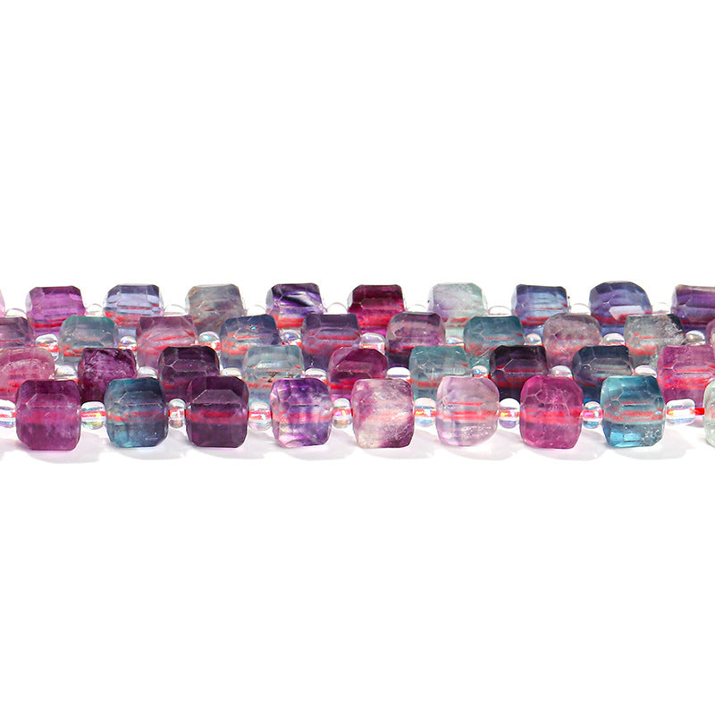 5A Natural Rainbow Fluorite Sugar Cube Loose Beads