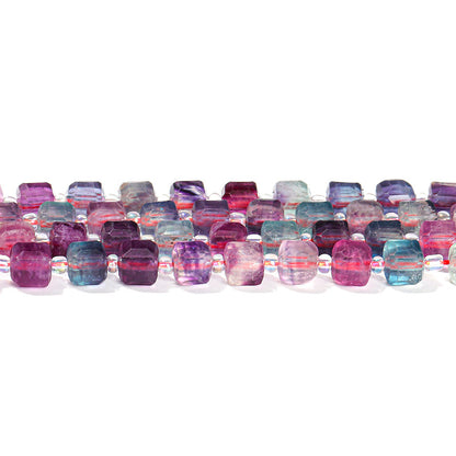 5A Natural Rainbow Fluorite Sugar Cube Loose Beads
