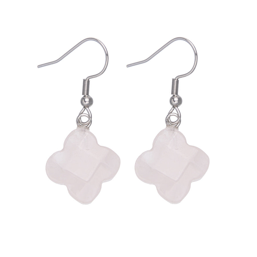 Four-leaf Clover Flower Crystal Stainless Steel Earrings