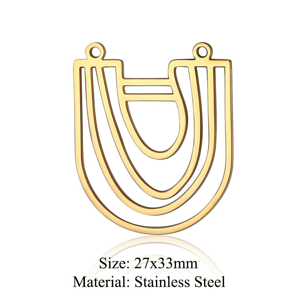 Colgante de acero de titanio con forma geométrica, 5 unidades por bolsa 